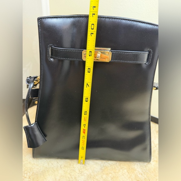 VTG Leather School Florence Black Crossbody Bag Gold Hardware Italy Monogramed - Picture 13 of 16